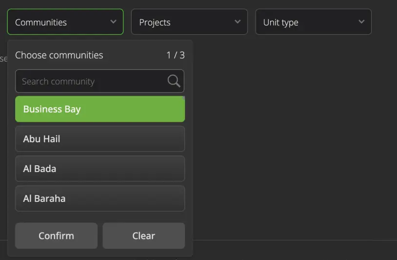 Confirm selected CMA communities