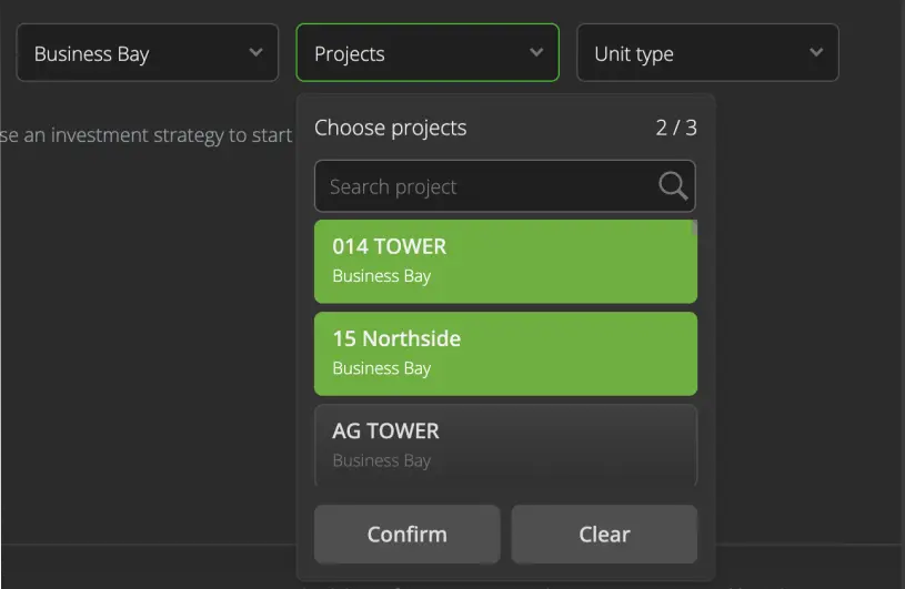 Choose projects for CMA