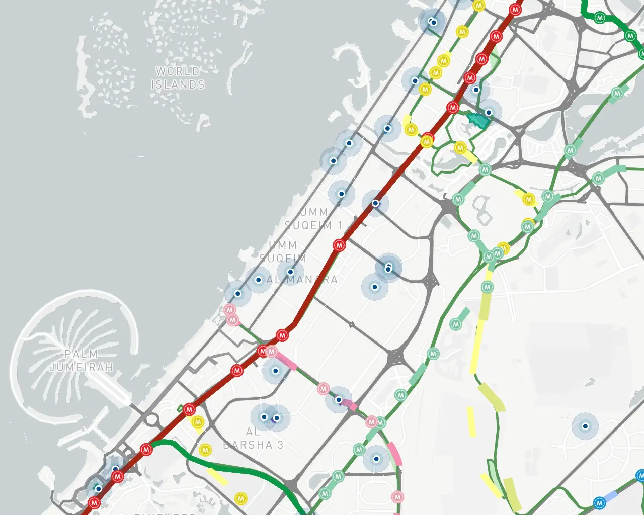 Geoanalysis of Dubai retail locations by transport accessibility