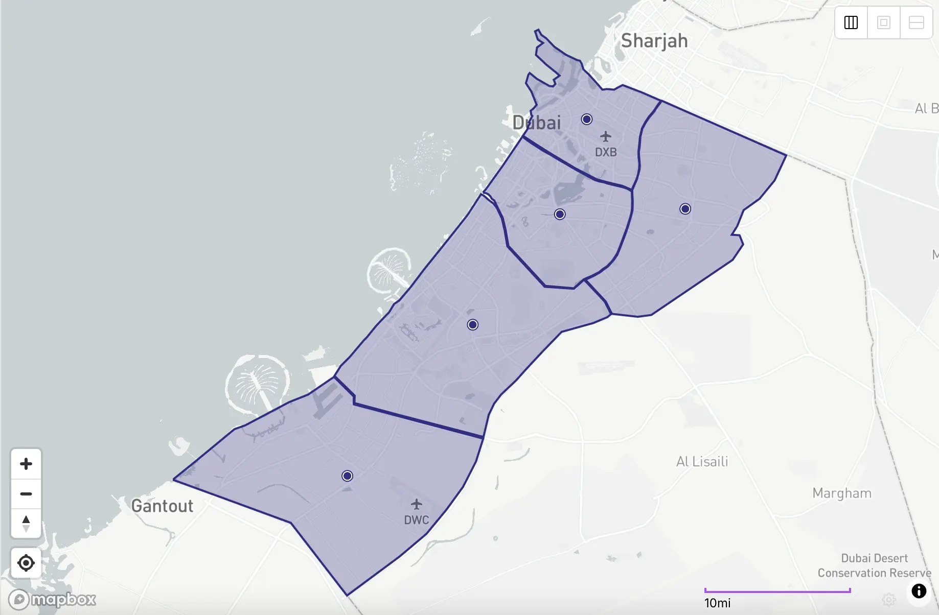 Zones of Master Plan 2040 by Government of Dubai
