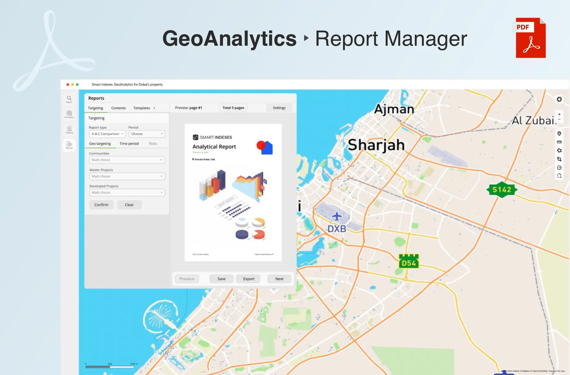 Integrated report manager for generating corporate A/B/C comparison reports on properties as investment targets
