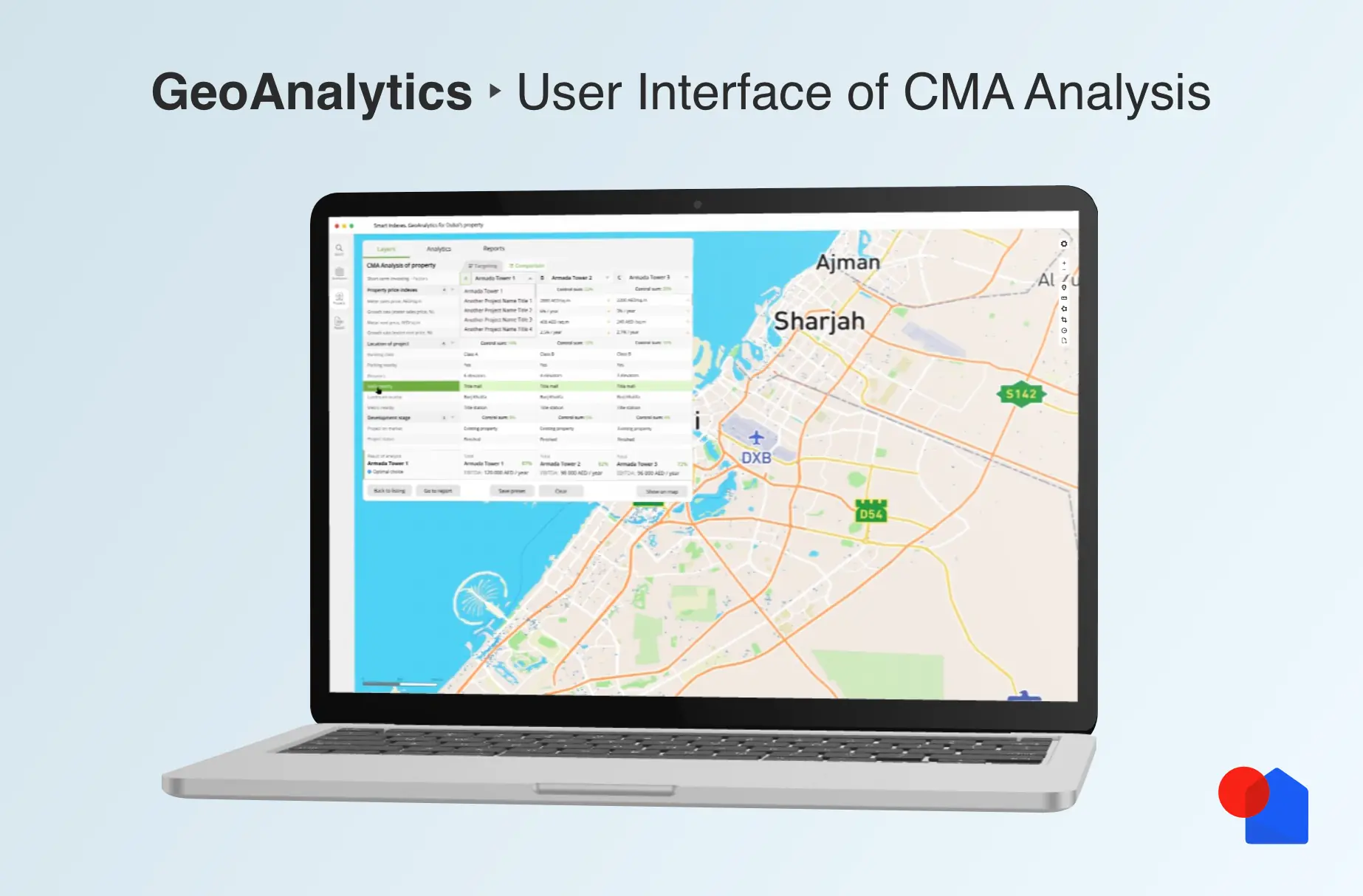 User-friendly interface of analytical GIS for comparing Dubai properties as investment assets