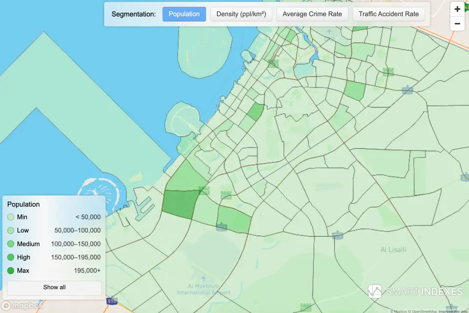 Geoanalytical map «Community Analytics» of the Emirate of Dubai, UAE