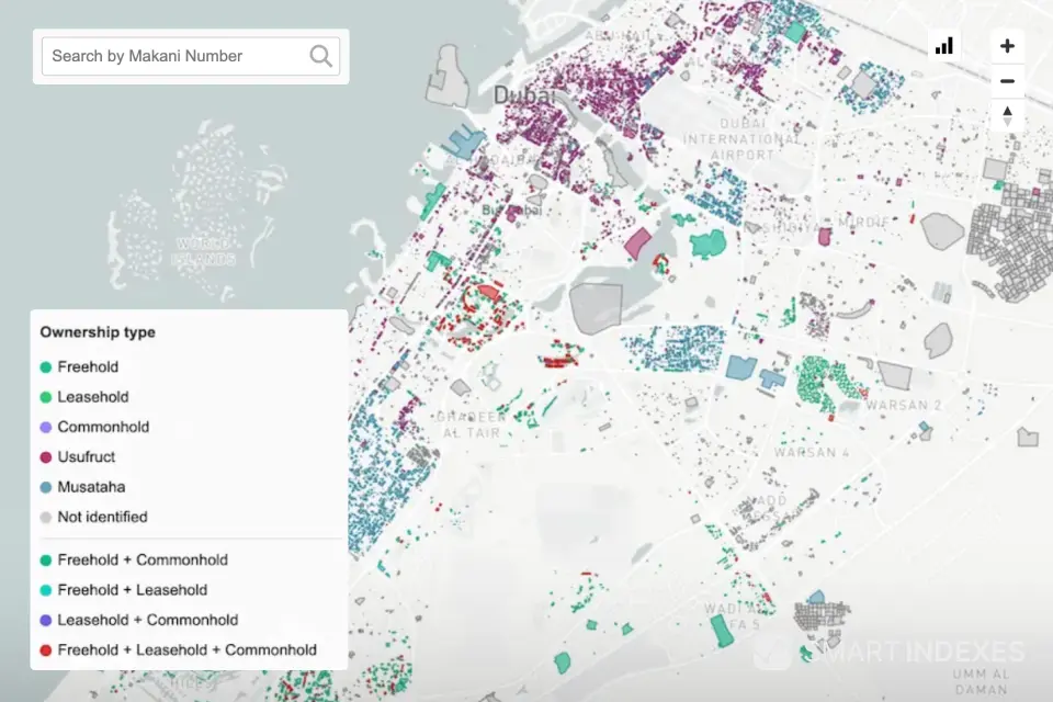 Geoanalytical map «Lands Ownership» of the Emirate of Dubai, UAE