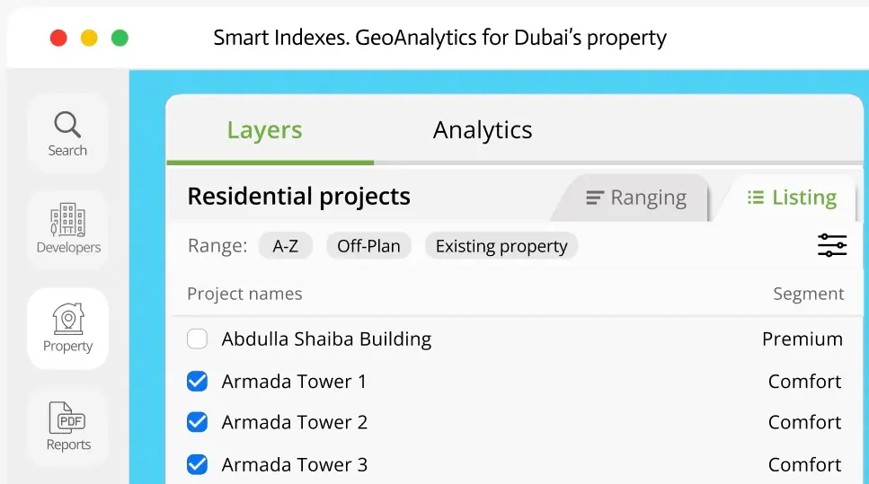 Compact view of development projects listing by default