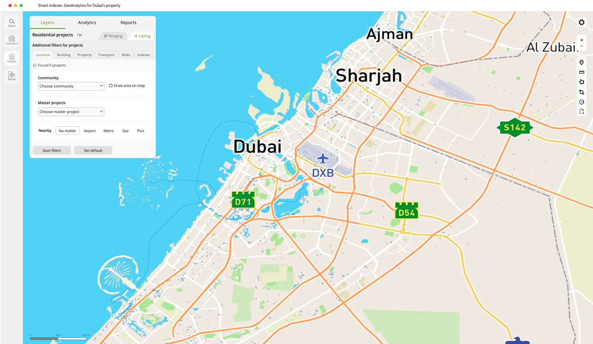 Filter Location for Projects of Development