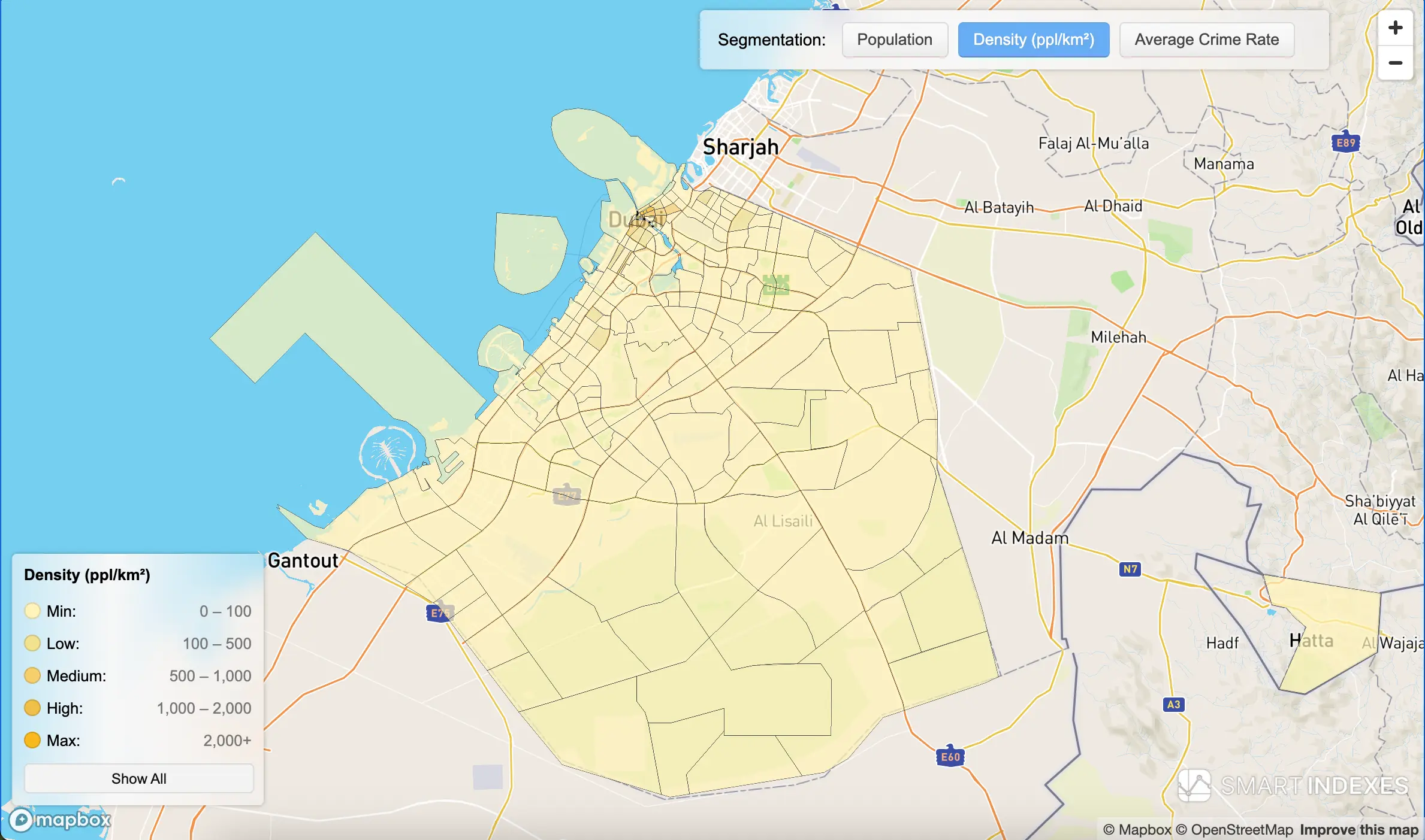 Density of Dubai's communities