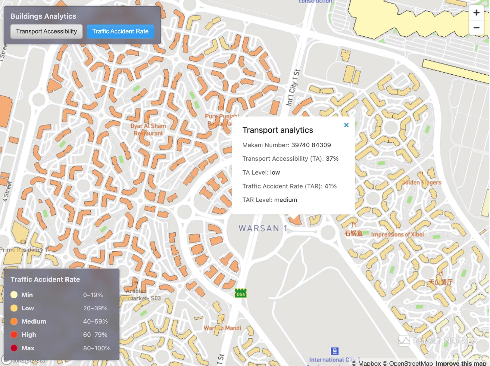 Medium level of Traffic Accident Rate on Dubai's map