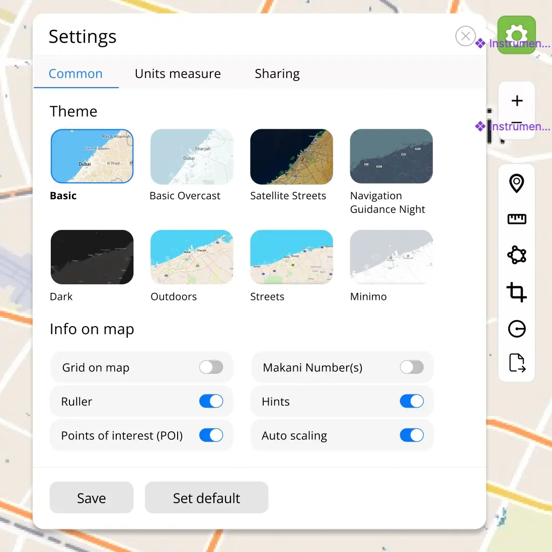 Common settings of GeoAnalytics